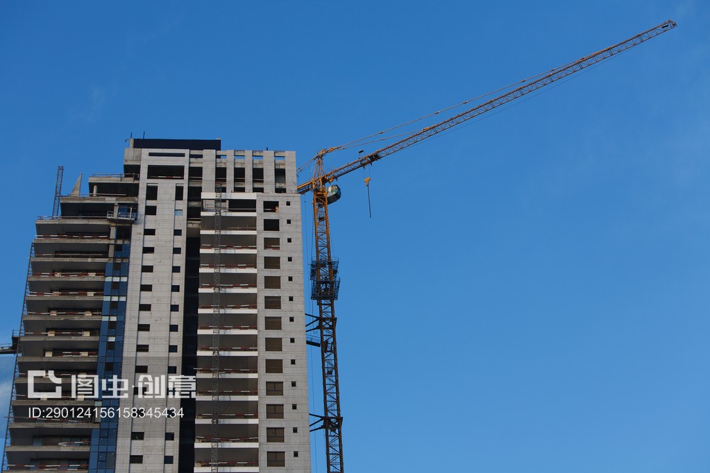 混凝土高层建筑地盘 现代城市的天际线铸造厂